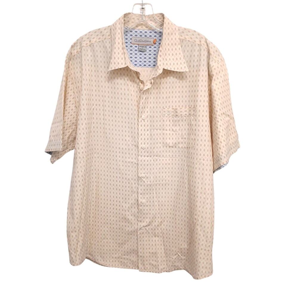 Quicksilver Edition Custom Fit Shirt Men Sz XL Beige Summer Casual Hawaiian VNTG